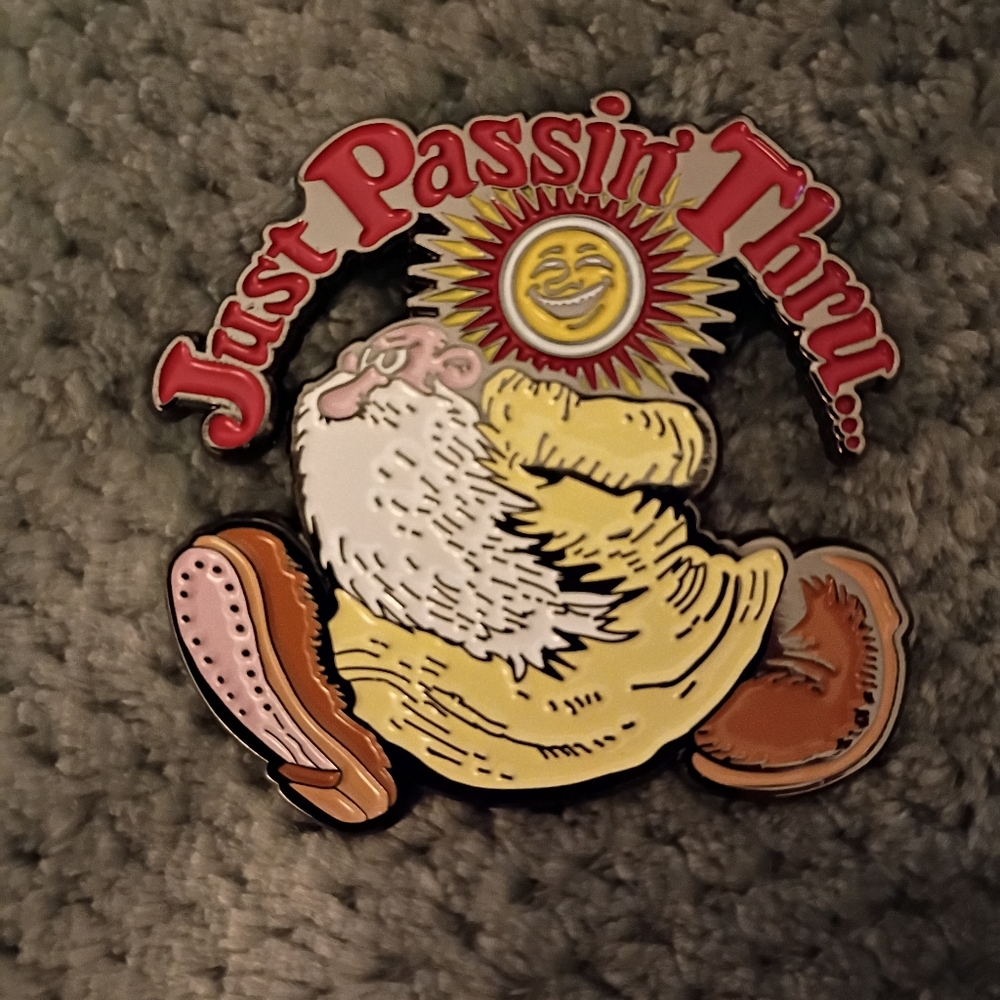 Just Passin' Thru Enamel Pin - Yellow and Brown